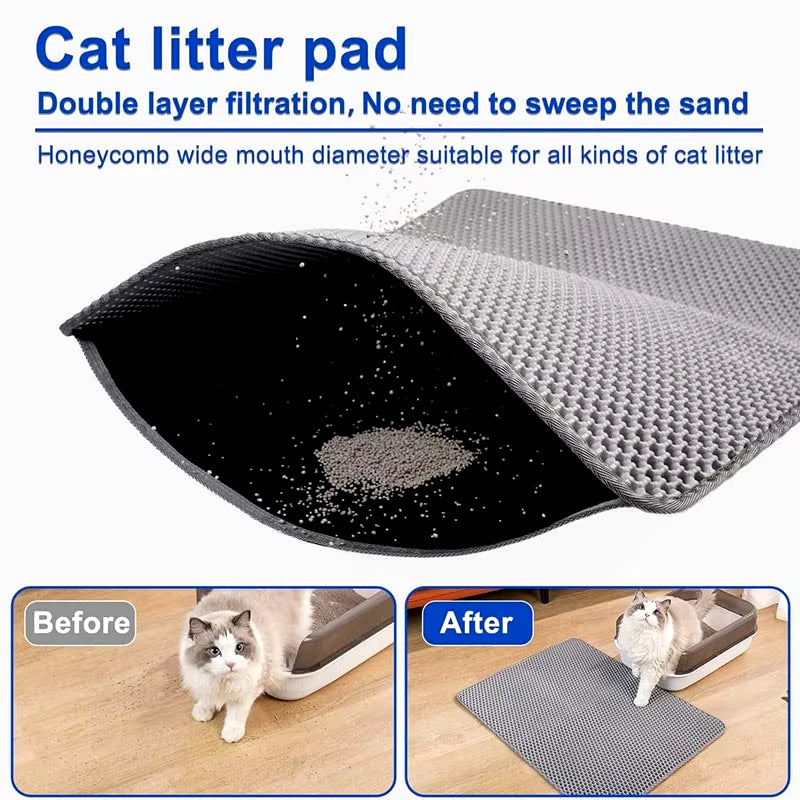 Waterproof Double Layer Cat Litter Trapping Mat - Clean Pad for Litter Boxes and Cat Accessories