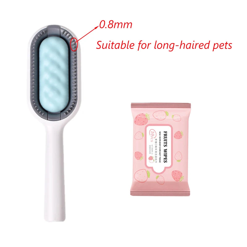 Double Sided Hair Removal Brushes for Cat Dog Pet Grooming Comb with Wipes Kitten Brush