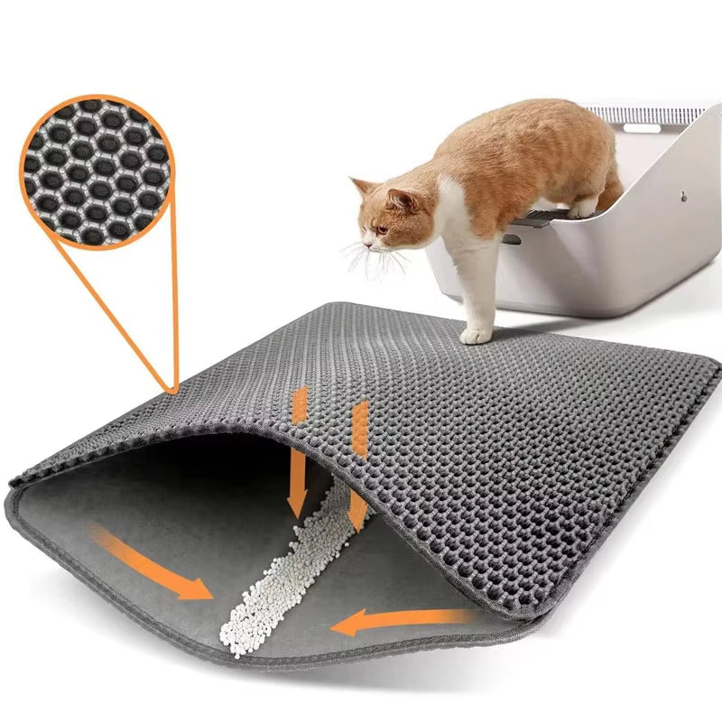 Waterproof Double Layer Cat Litter Trapping Mat - Clean Pad for Litter Boxes and Cat Accessories