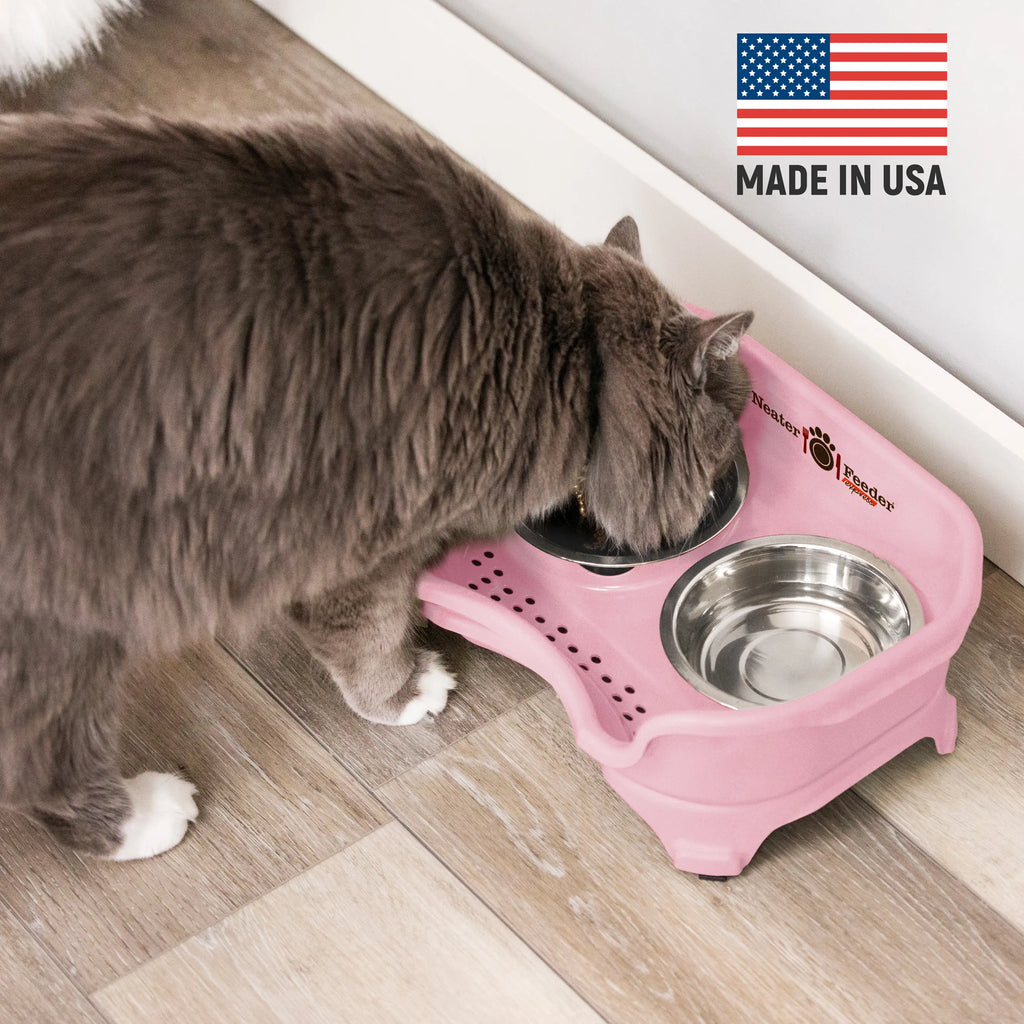 Neater Feeder Express for Cats - MESS PROOF PET BOWLS with Raised Walls & Elevated Design for Improved Digestion - Easy to Clean & Top-Rack Dishwasher Safe - Made in the USA