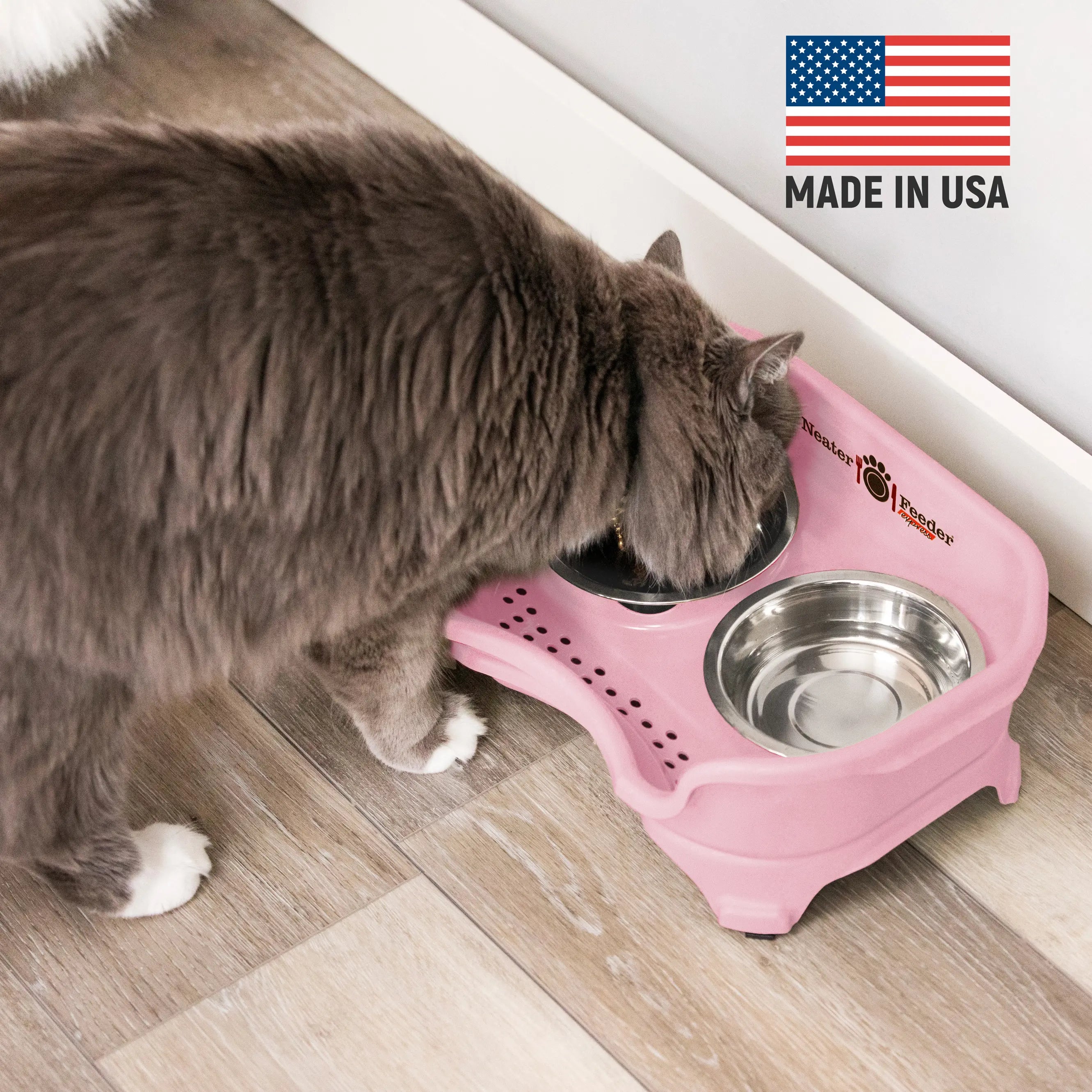 Neater Feeder Express for Cats - MESS PROOF PET BOWLS with Raised Walls & Elevated Design for Improved Digestion - Easy to Clean & Top-Rack Dishwasher Safe - Made in the USA