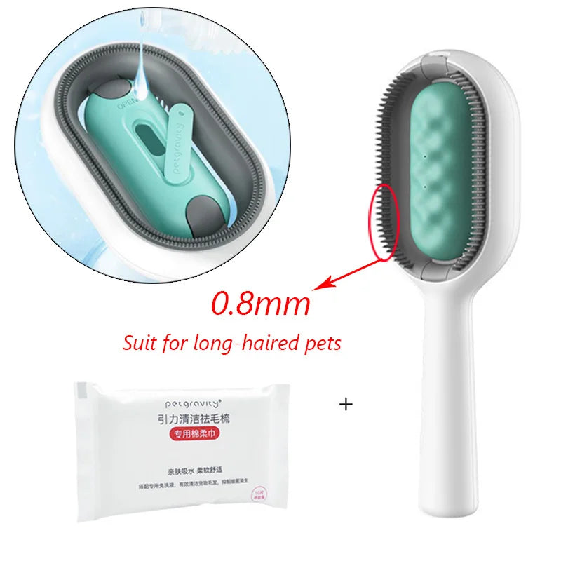 Double Sided Hair Removal Brushes for Cat Dog Pet Grooming Comb with Wipes Kitten Brush
