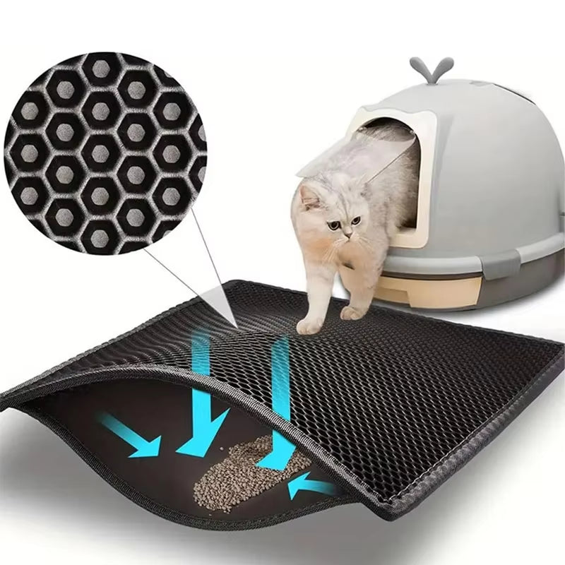 Waterproof Double Layer Cat Litter Trapping Mat - Clean Pad for Litter Boxes and Cat Accessories