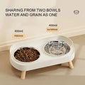 Stainless Steel Dog and Cat Bowl Set, Anti-Tip Dual Bowls, High-Neck Elevated Slow Feeder Pet Food and Water Dish, Ideal for Dogs and Cats