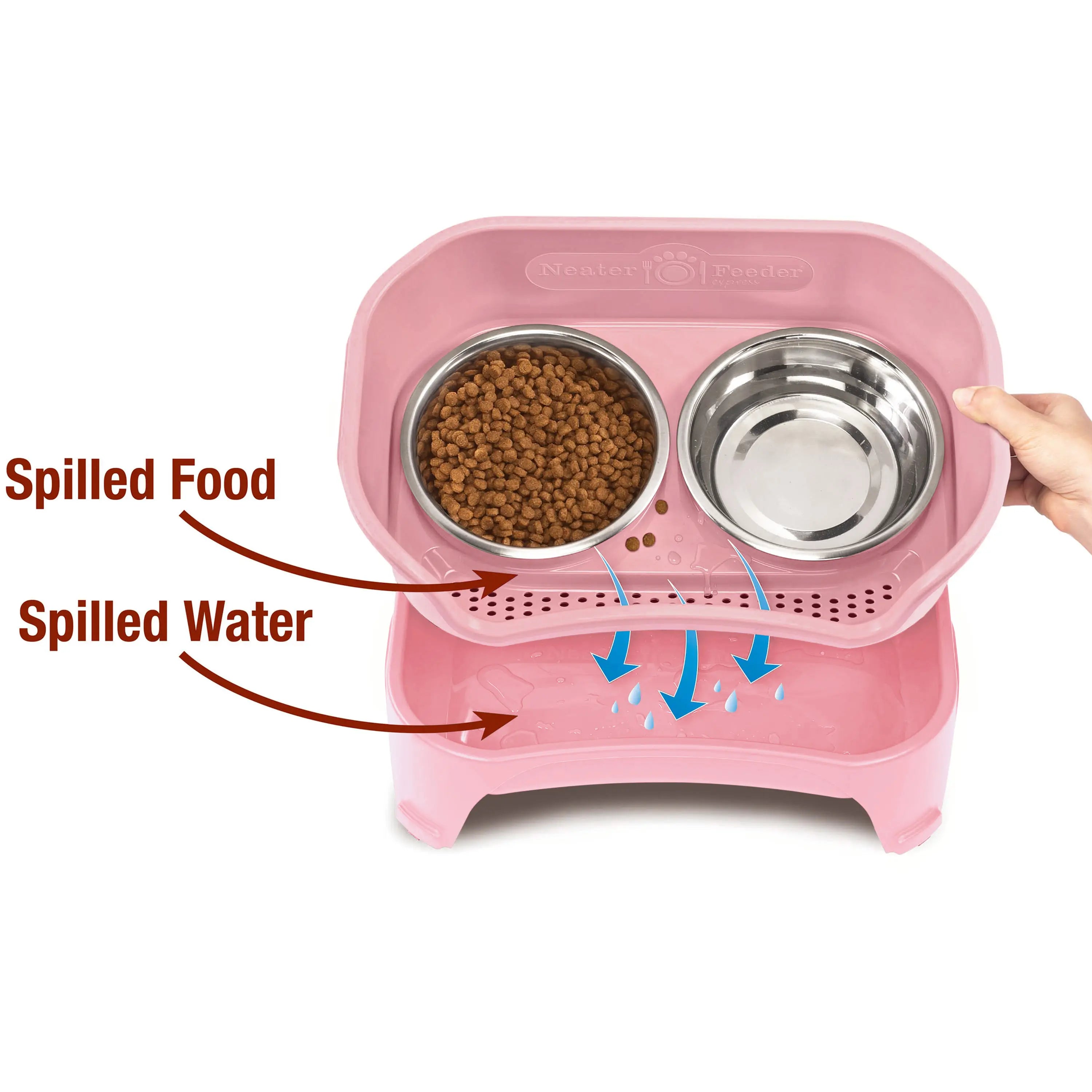 Neater Feeder Express for Cats - MESS PROOF PET BOWLS with Raised Walls & Elevated Design for Improved Digestion - Easy to Clean & Top-Rack Dishwasher Safe - Made in the USA