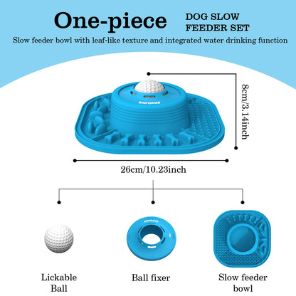 Pawlove Anti-Slip Dog Slow Feeder Bowl with Ball-In Design, 3/4 Cup Capacity, Dishwasher Safe for Liquid Treats, Reduces Mess and Spills, Ideal for Anxiety Relief and Post-Operative Use