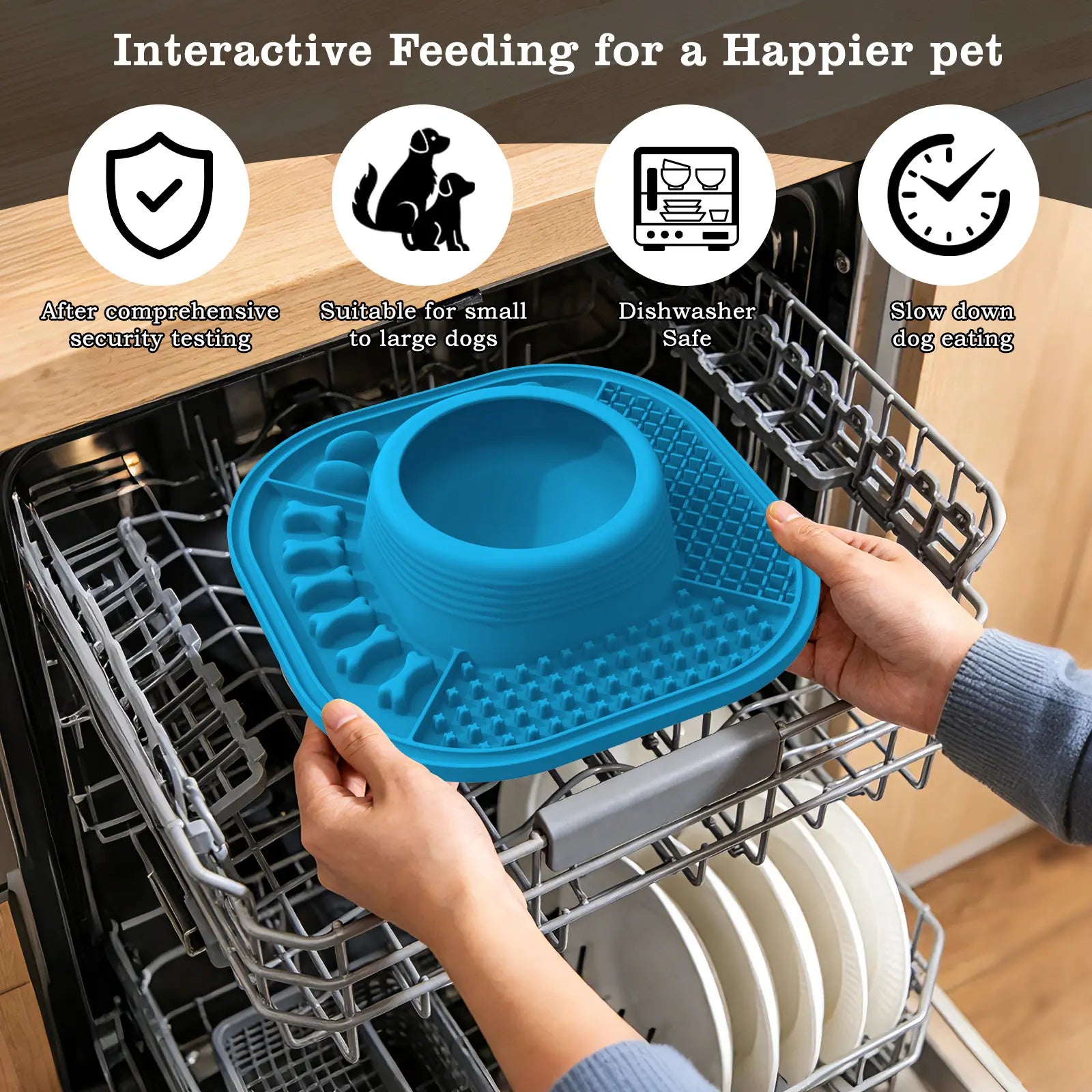 Pawlove Anti-Slip Dog Slow Feeder Bowl with Ball-In Design, 3/4 Cup Capacity, Dishwasher Safe for Liquid Treats, Reduces Mess and Spills, Ideal for Anxiety Relief and Post-Operative Use