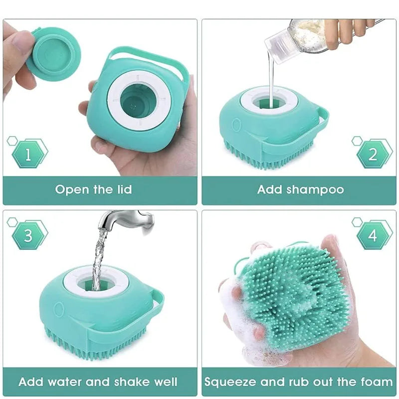 Multifunctional Silicone Bath Massage Brush for Dogs and Cats - Safe and Soft Pet Grooming Accessory
