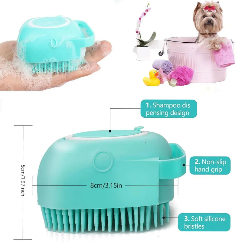 Multifunctional Silicone Bath Massage Brush for Dogs and Cats - Safe and Soft Pet Grooming Accessory