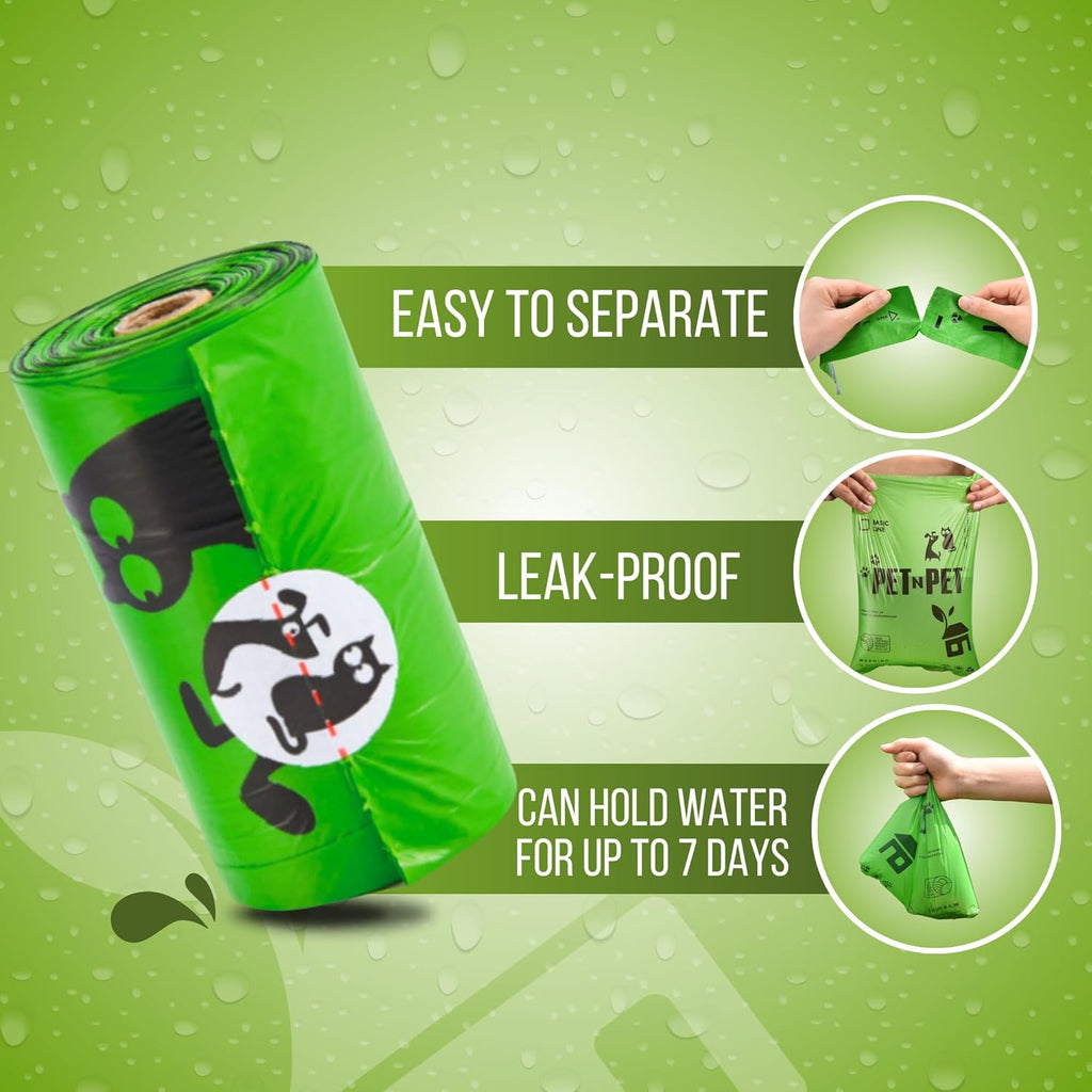 1080 Count Dog Poop Bags USDA 41% Plant Based 60 Rolls of Strong & Thick Dog Waste Poo Bags 9X13 Green Unscented Poop Holder