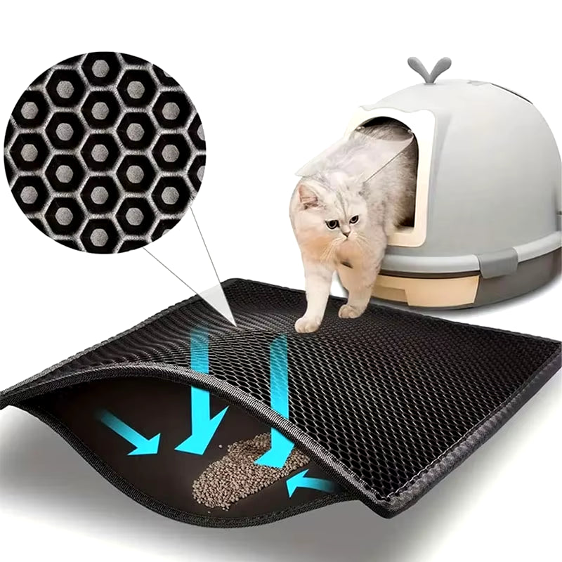 Waterproof Double Layer Cat Litter Trapping Mat - Clean Pad for Litter Boxes and Cat Accessories