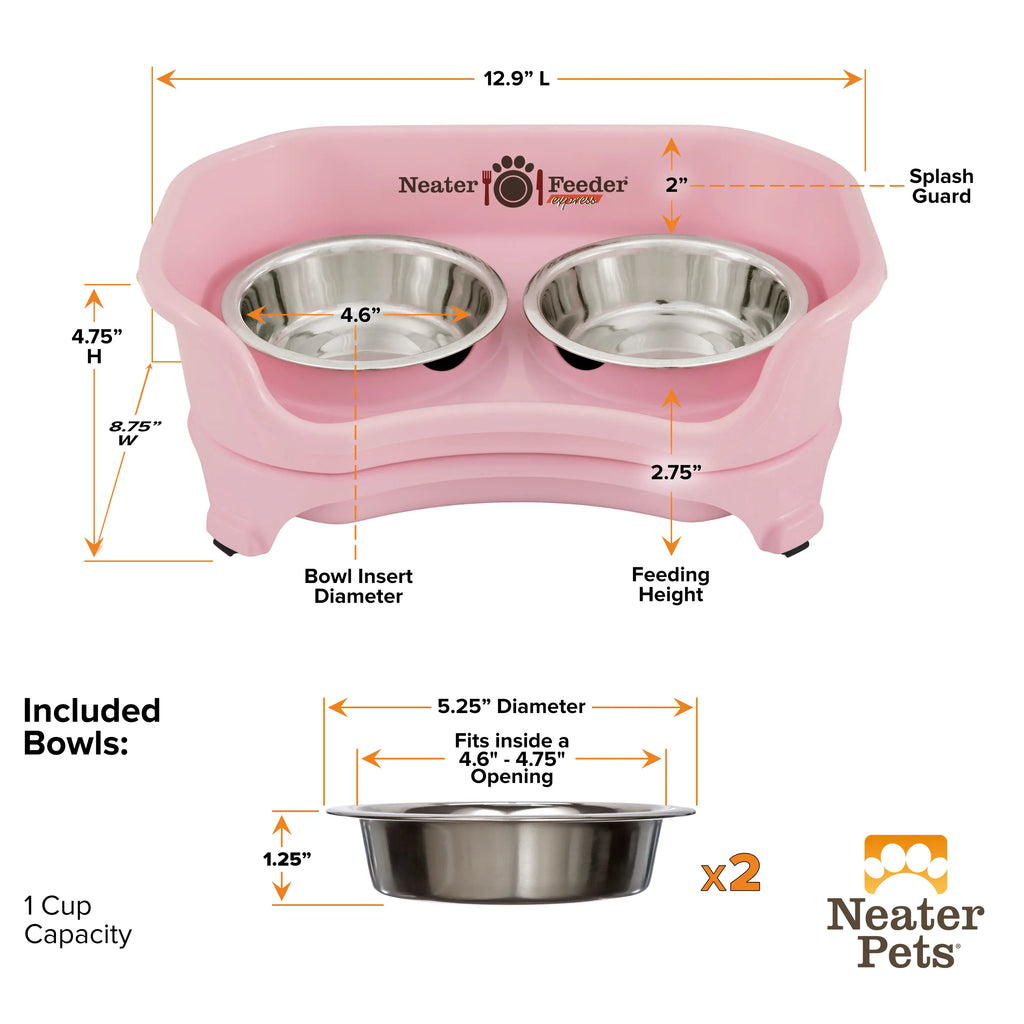 Neater Feeder Express for Cats - MESS PROOF PET BOWLS with Raised Walls & Elevated Design for Improved Digestion - Easy to Clean & Top-Rack Dishwasher Safe - Made in the USA