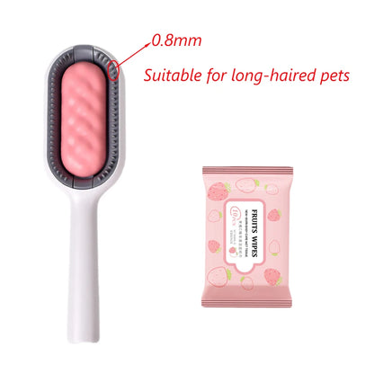 Double Sided Hair Removal Brushes for Cat Dog Pet Grooming Comb with Wipes Kitten Brush