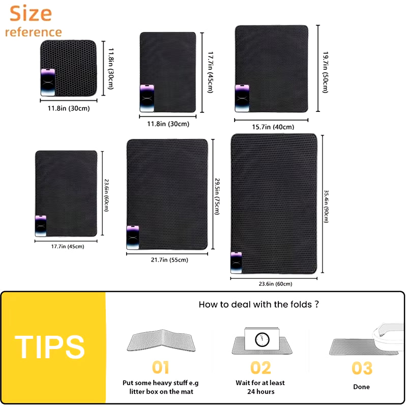 Waterproof Double Layer Cat Litter Trapping Mat - Clean Pad for Litter Boxes and Cat Accessories