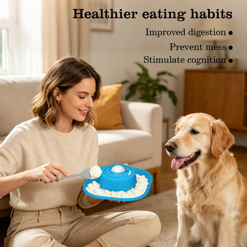 Pawlove Anti-Slip Dog Slow Feeder Bowl with Ball-In Design, 3/4 Cup Capacity, Dishwasher Safe for Liquid Treats, Reduces Mess and Spills, Ideal for Anxiety Relief and Post-Operative Use