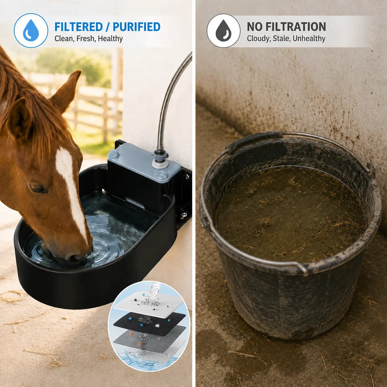 Farmparadise Automatic Dog Water Bowl, Water Dispenser for Dogs, Chicken Waterer for Coop with Float Valve, Filter, Hose & Adapter, Outdoor Livestock Water Bowl for Goats & Horses, Chicken Coop Accessories