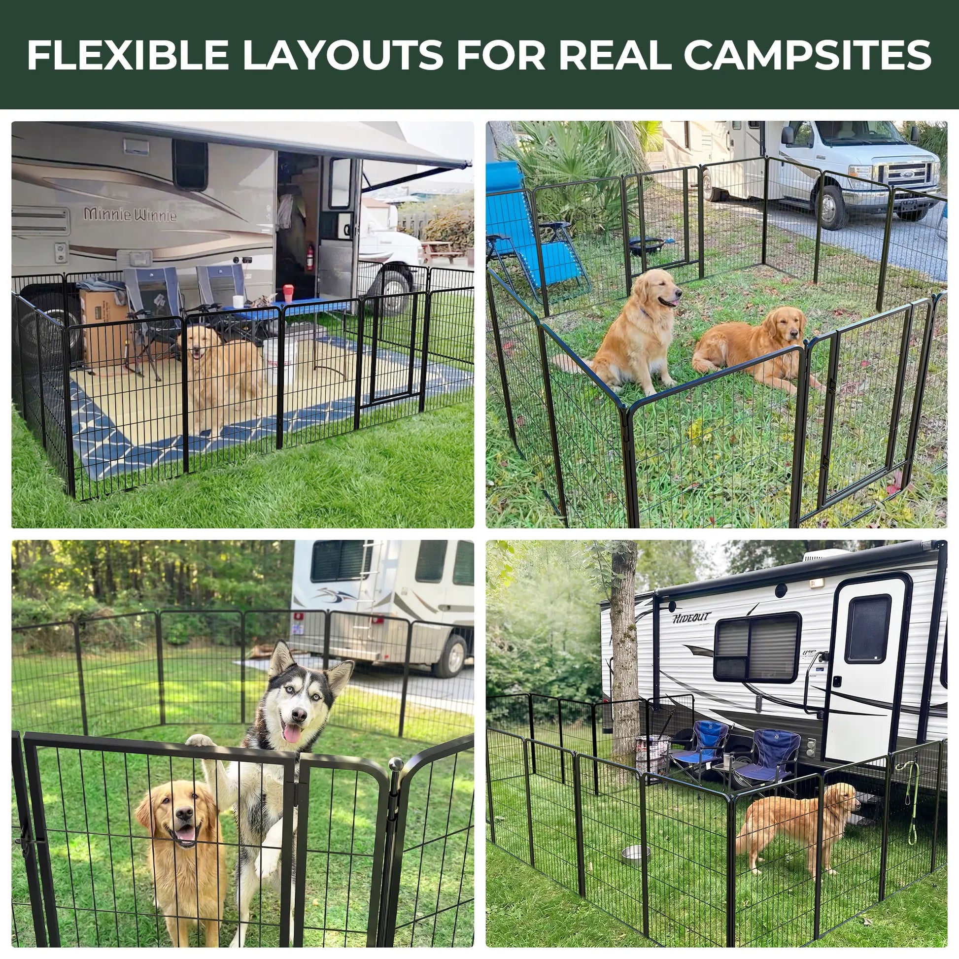 FXW Instant Portable Puppy Play Pen, Quick-Setup Outdoor Puppy Fence with Hinged Panels for RV Camping, Portable Puppy Fence
