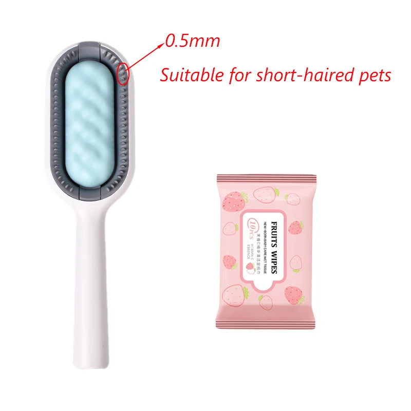Double Sided Hair Removal Brushes for Cat Dog Pet Grooming Comb with Wipes Kitten Brush