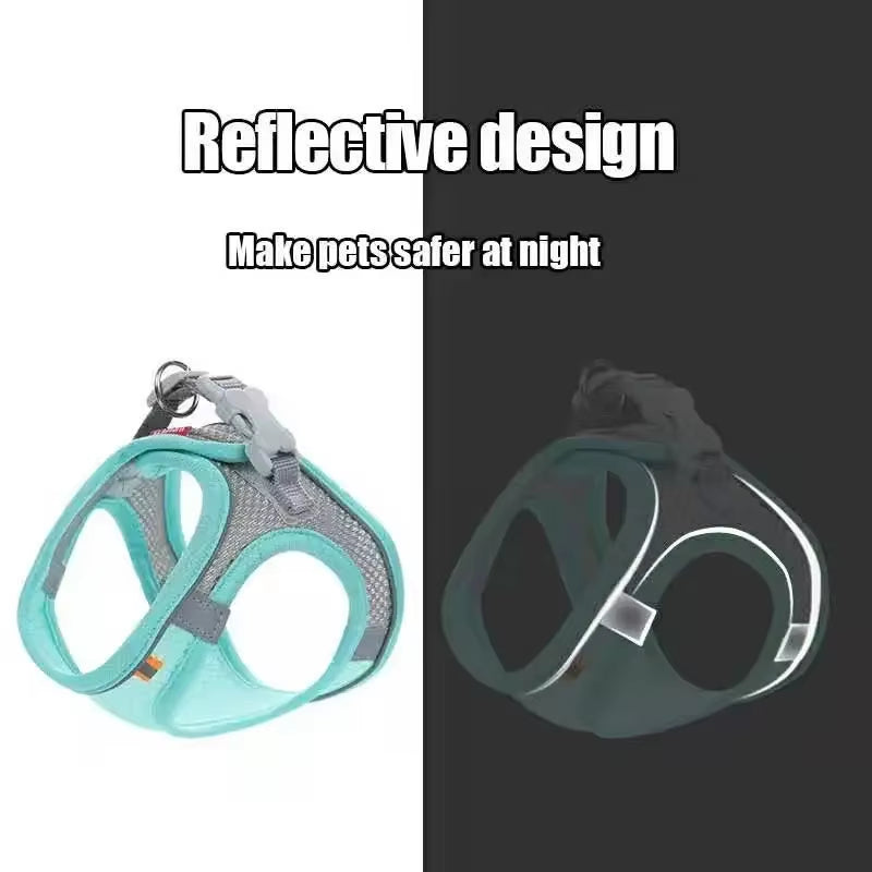 Cat Or Dog Harness Vest Chest Rope Set Reflective Breathable Adjustable Pet Harness for Small Medium Dogs and Cats Outdoor Walking