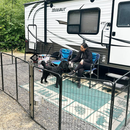 FXW Instant Portable Puppy Play Pen, Quick-Setup Outdoor Puppy Fence with Hinged Panels for RV Camping, Portable Puppy Fence