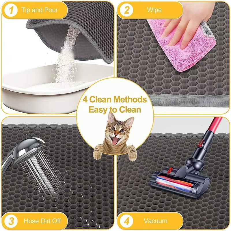 Waterproof Double Layer Cat Litter Trapping Mat - Clean Pad for Litter Boxes and Cat Accessories