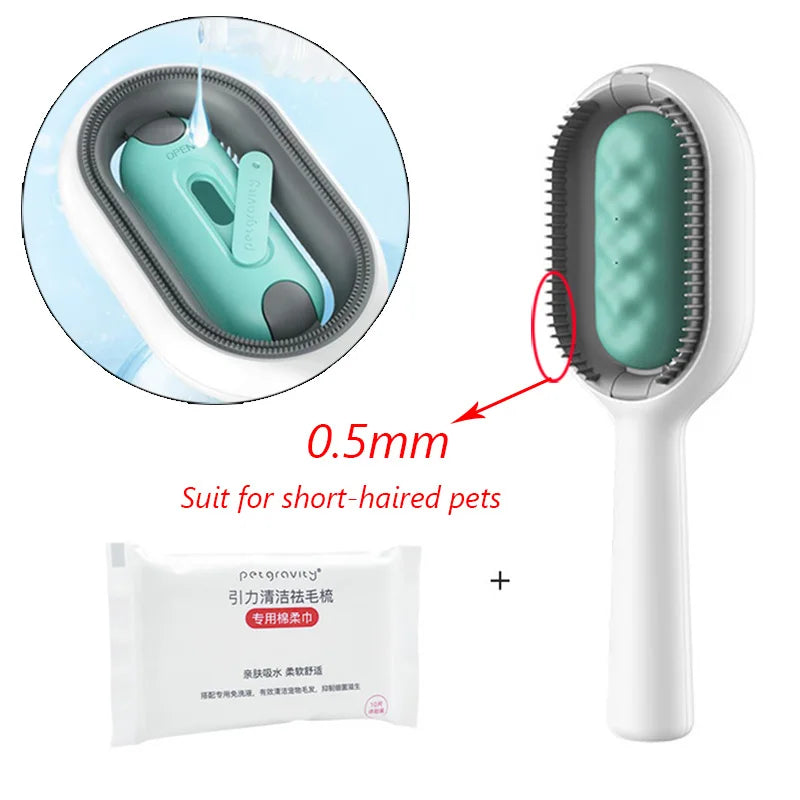 Double Sided Hair Removal Brushes for Cat Dog Pet Grooming Comb with Wipes Kitten Brush
