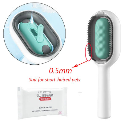 Double Sided Hair Removal Brushes for Cat Dog Pet Grooming Comb with Wipes Kitten Brush