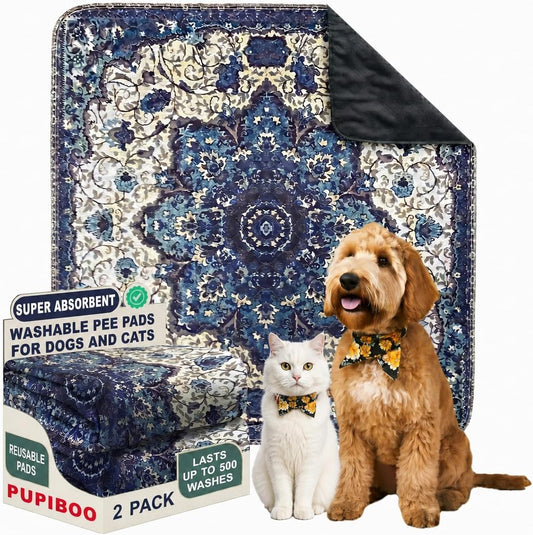 Washable Pee Pads for Dogs and Cats - Super Absorbent Reusable Puppy Training Pads - 100% Waterproof, Leak-Proof & Non-Slip Whelping Pads for Pet Housebreaking