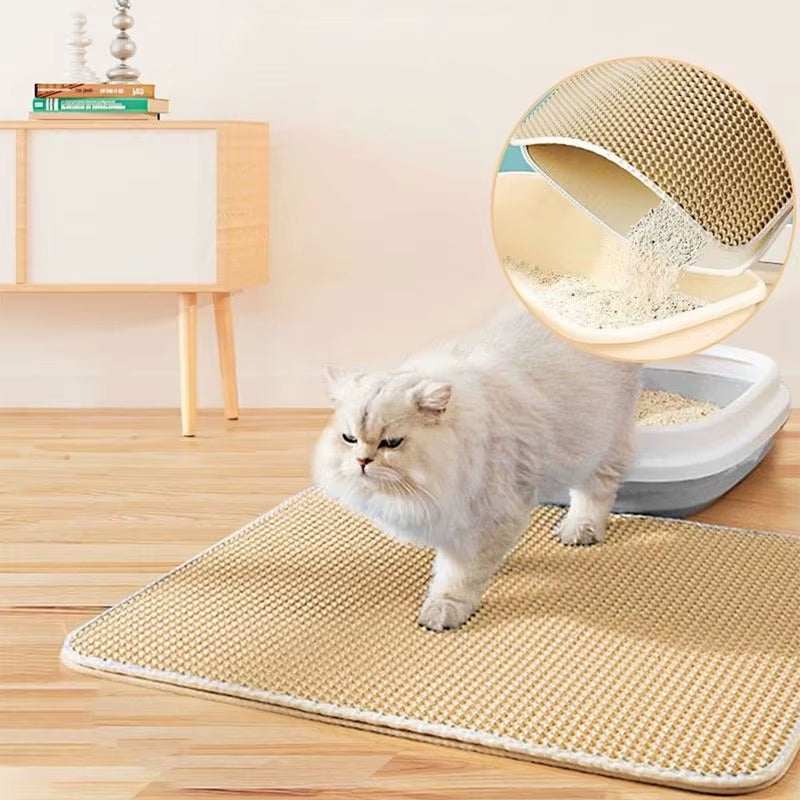 Waterproof Double Layer Cat Litter Trapping Mat - Clean Pad for Litter Boxes and Cat Accessories