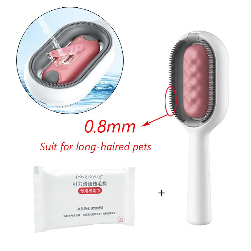 Double Sided Hair Removal Brushes for Cat Dog Pet Grooming Comb with Wipes Kitten Brush