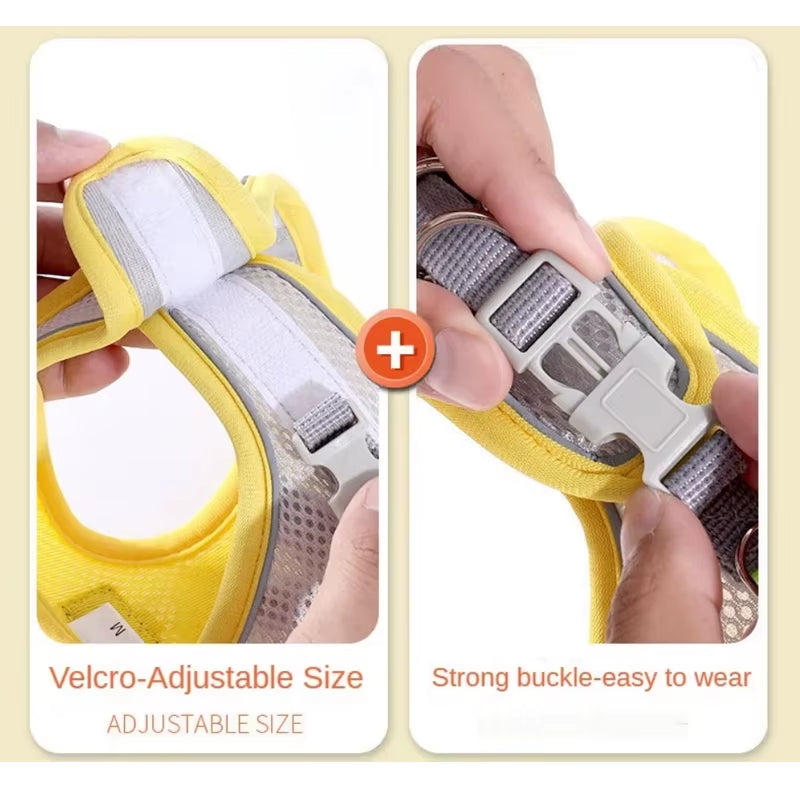 Cat Or Dog Harness Vest Chest Rope Set Reflective Breathable Adjustable Pet Harness for Small Medium Dogs and Cats Outdoor Walking