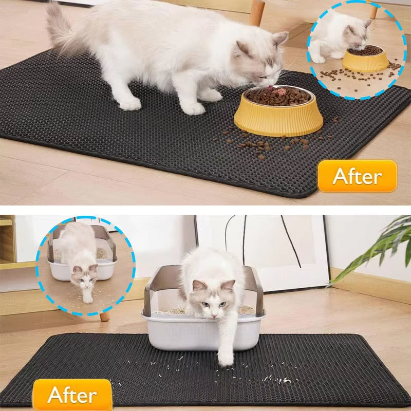 Waterproof Double Layer Cat Litter Trapping Mat - Clean Pad for Litter Boxes and Cat Accessories